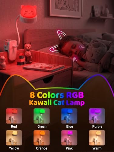 Rechargeable RGB Clip-on Cat Lamp, Dimmable Night Light