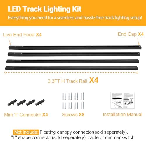 VANoopee 13FT H Track Lighting Rails Kit, Black
