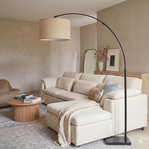 Brightech Logan Arc Floor Lamp for Living Rooms, Black