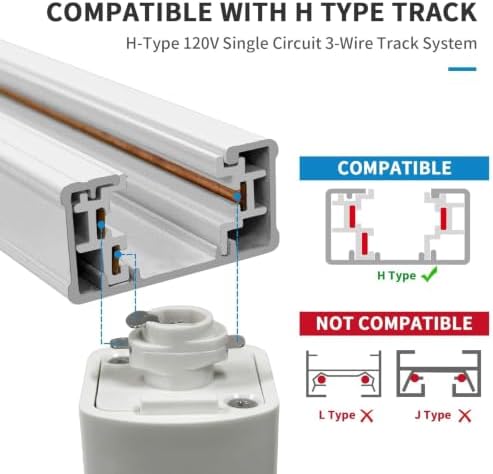 5-Color 6-Light LED Track Lighting Kit, 6.6FT H-Type, White