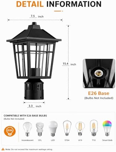 Yisuro Hardwired 360° Motion Sensor Post Light