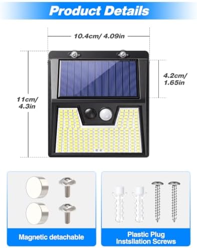 Peasur 176 LED Magnetic Solar Lights, Motion Sensor