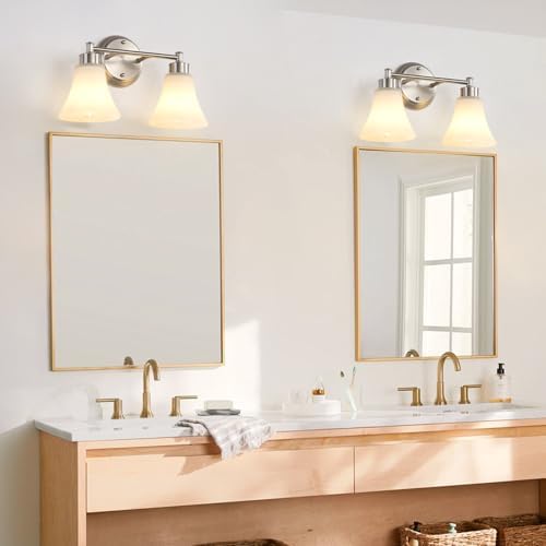 LOUSACE 2-Light Bathroom Vanity Light, Brushed Nickel