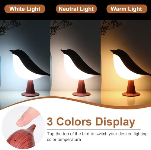 VoMii Bird Desk Lamp, Rechargeable, 3 Color Temperature