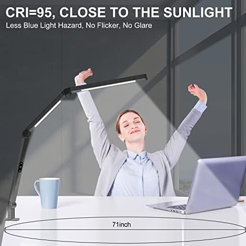 LED Clamp Desk Lamp, Dual Light, 4 CCT Modes