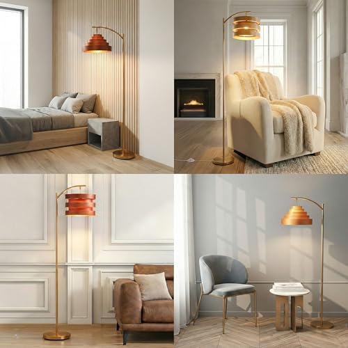 O’Bright Strata Wooden Floor Lamp, Black Light Oak