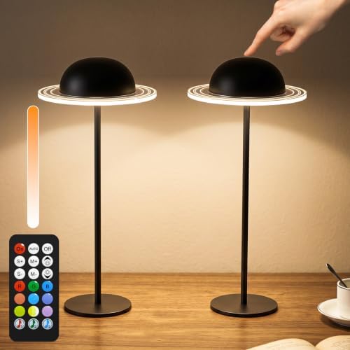 KIBTOY 2 Pack Cordless Rechargeable Table Lamps