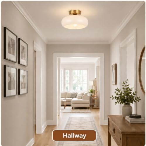 Small 11'' Gold Semi Flush Mount Ceiling Light