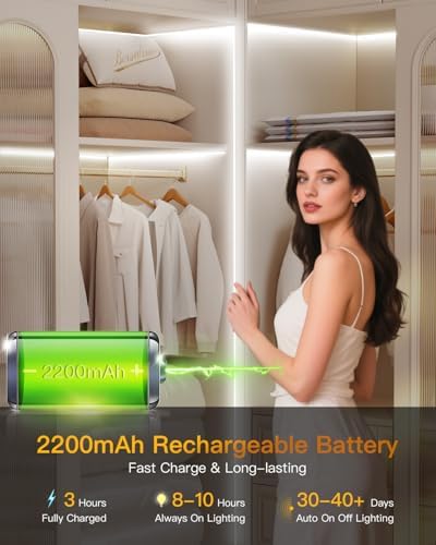 Rechargeable Motion Sensor LED Strip Lights, 2 Pack