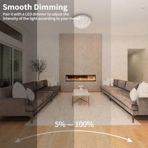 DAKASON 12in LED Crystal Chandelier, 3CCT