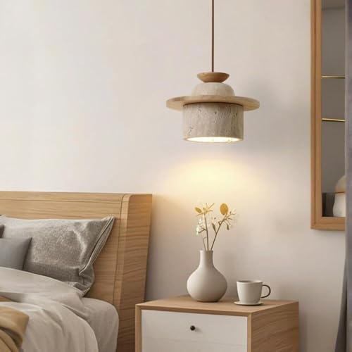 Mid-Century Yellow Travertine Pendant Light, 3000K