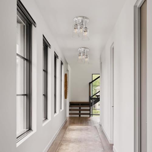 Kalium 3-Lights Silver Semi Flush Mount Ceiling Light Fixture