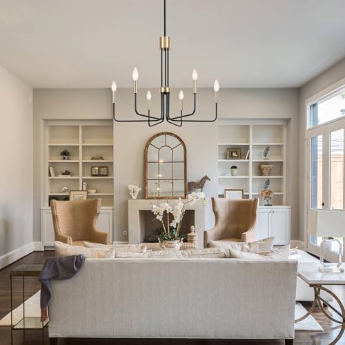 Modern Black and Gold 6-Light Farmhouse Chandelier