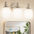 Keonjinn 3-Light Brushed Nickel Vintage Bathroom Light Fixtures Over