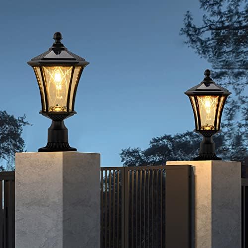LUTEC Solar Post Light with Pier Mount Base, Black