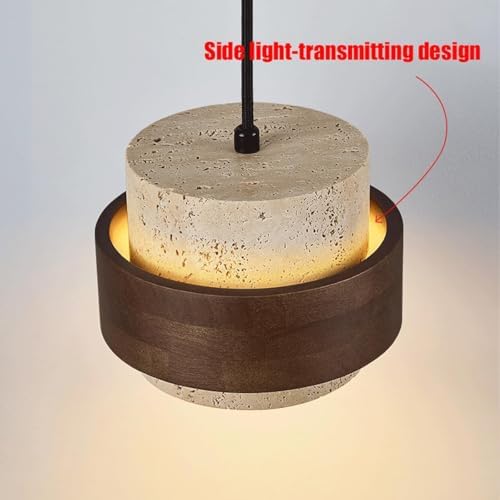 Vintage Natural Stone Pendant Light, Walnut