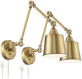 Mendes Antique Brass Swing Arm Wall Lamps Set of 2
