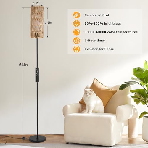 Ambimall 64'' Floor Lamps for Living Room with Remote Control and