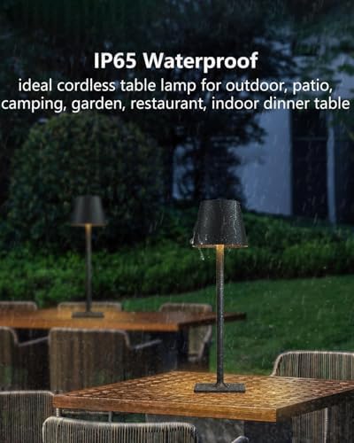 Fizrice Rechargeable Cordless Table Lamps, Black, 2 Pack