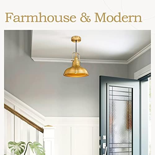 zeyu Farmhouse Pendant Light, Gold, 1-Light
