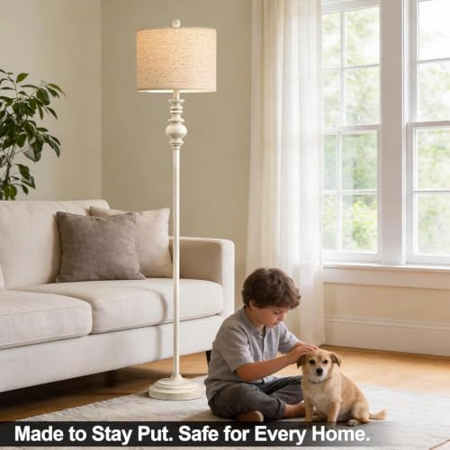 BOBOMOMO 64.25" Antique White Farmhouse Floor Lamp