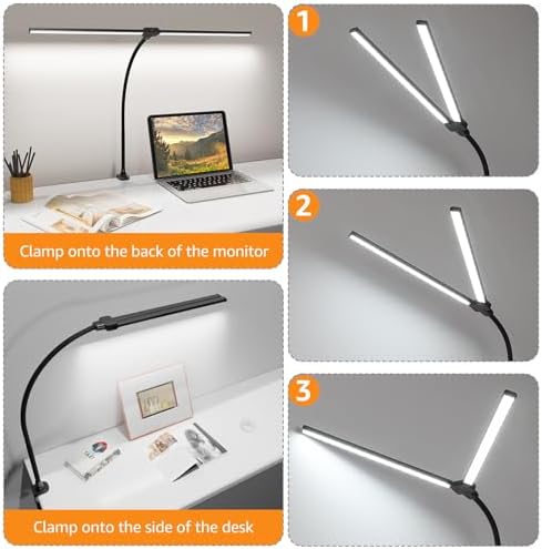 ShineTech LED Desk Lamp with Clamp, 25 Lighting Modes