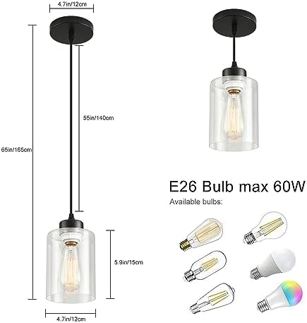 Modern Black Farmhouse Glass Pendant Light