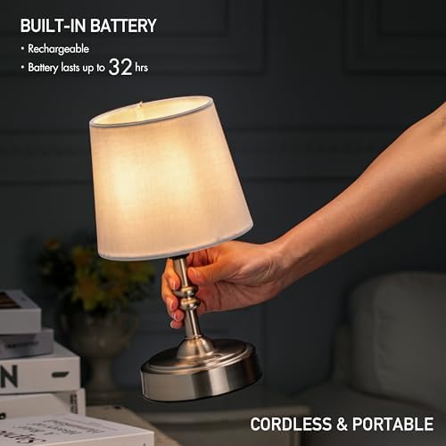 O’Bright Seraph Mini Cordless LED Table Lamp, Brushed Nickel
