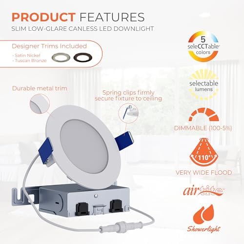 HALO HLB 4-Inch Canless LED Recessed Lighting, 2 Trims