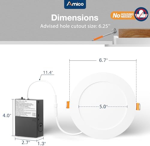 Amico 36 Pack 6 Inch 5CCT Ultra-Thin LED Recessed Light