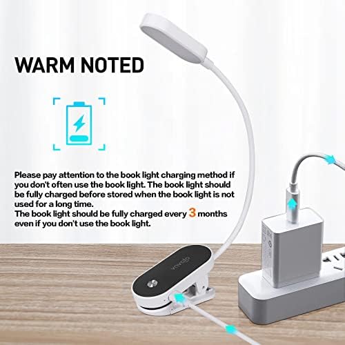 VAVOFO Rechargeable Book Light, 14 LEDs, White-Black