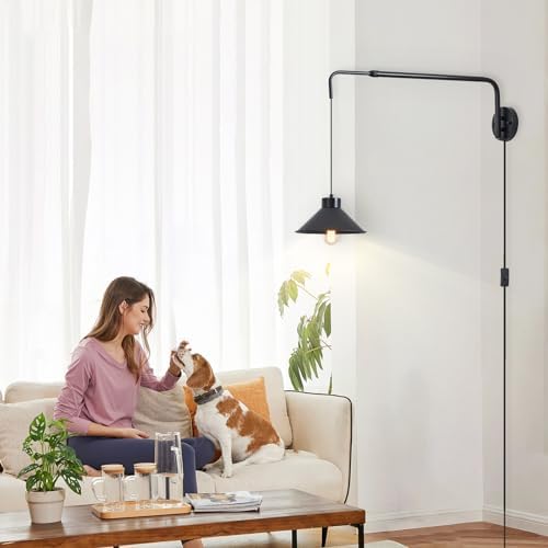 Black Swing Arm Wall Sconce, 34.64" Rod