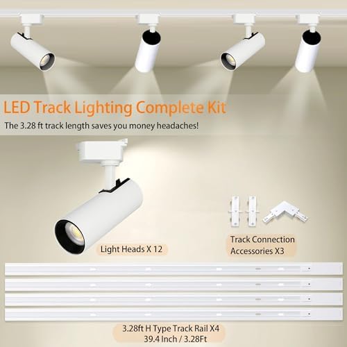 H Type LED White Track Lighting Heads Kit