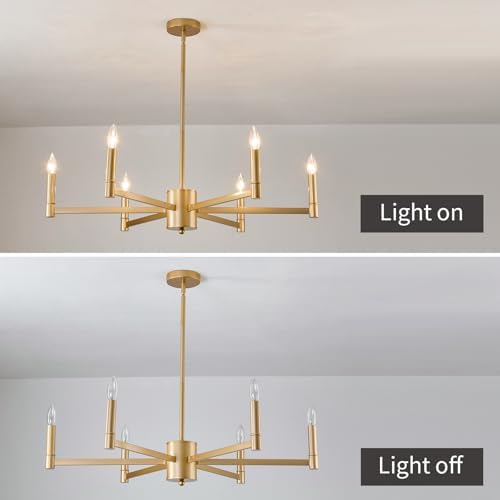ASGYISA 6-Light Gold Candle Chandelier