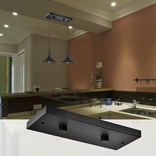 Two-Pendant Linear Canopy Kit, 14 inch Matte Black