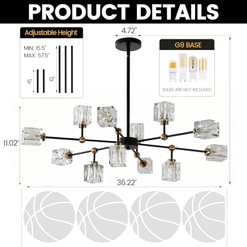 12-Light Modern Crystal Sputnik Chandelier