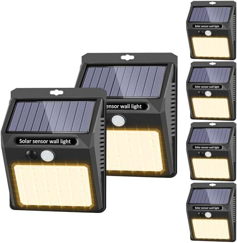 SEZAC Solar Motion Sensor Lights, 6 Pack, Warm White