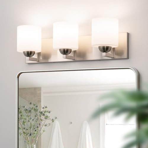 mirrea 3-Light Brushed Nickel Bathroom Vanity Light