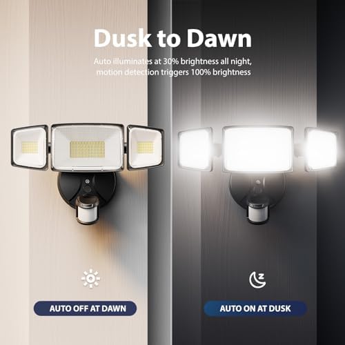 Security Lights Motion Outdoor with Dusk to Dawn, Hardwired
