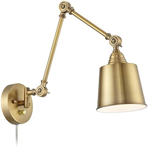 Mendes Antique Brass Swing Arm Wall Lamps Set of 2
