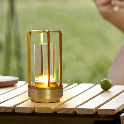 Small Rechargeable Cordless Table Lamp, Gold