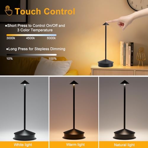 EJQ 2 Pack Cordless LED Table Lamps, Black