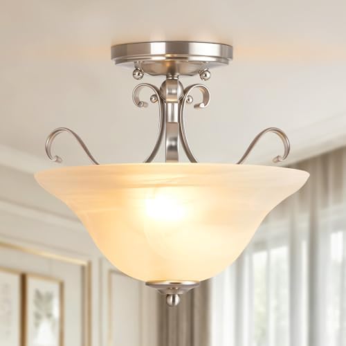 12" Brushed Nickel Semi Flush Mount Ceiling Light