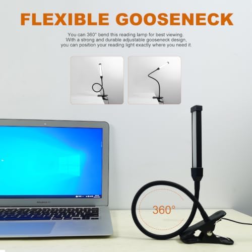 Gooseneck Clip Light 3 Color Dimmable Clamp Desk Lamp