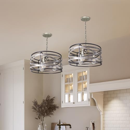 18.7" 3-Light Farmhouse Drum Pendant Light