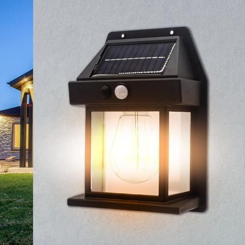 Black Solar Motion Sensor Wall Lights, 3 Modes