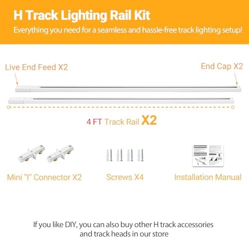 VANoopee 8FT H Track Lighting Rails, White