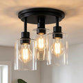 ROTTOGOON 3-Light Semi Flush Mount Ceiling Light, Black