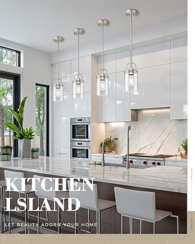Beionxii Brushed Nickel Pendant Lights, 2 Pack
