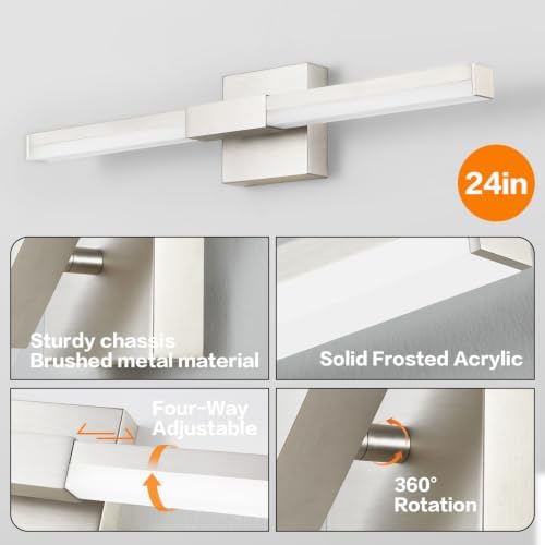 SOLFART 24-Inch Brushed Nickel Dimmable Vanity Light
